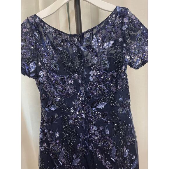 La Femme Short Beaded Lace Dress Illusion Top & Sleeves Plus Size 16 NWT Altered - Picture 12 of 14